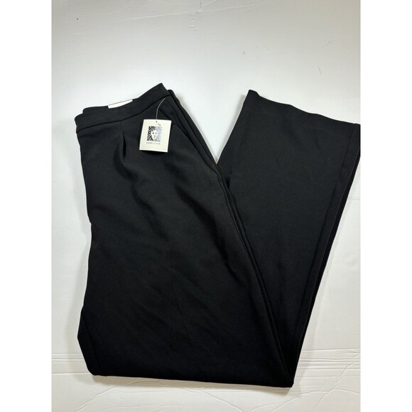 NWT Anne Klein Wide Leg Trousers Dress Pants Black Size 10 High Rise Stretch - Picture 1 of 12